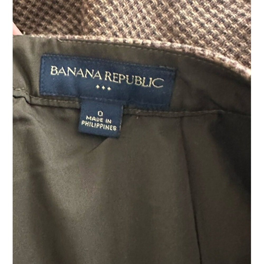 Banana Republic Womens Wool Pencil Skirt Houndstooth Tweed Brown Academia Preppy - Picture 5 of 7